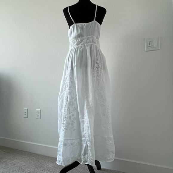 J Crew Embroidered Midi Dress In Ramie Tall 8 White Sheer Boho Cottage - Picture 3 of 13